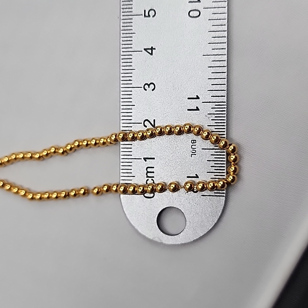 18K Yellow Gold Bubble Necklace Size 16" to 18" Chain Lightweight 2mm Au750 NEW - Picture 9 of 9